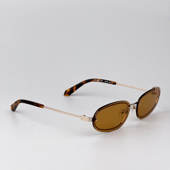 Off-White MIAMI Women Sunglasses Gold Oval Frame Camel Lenses | Model OERI13M - Picture 5 of 9
